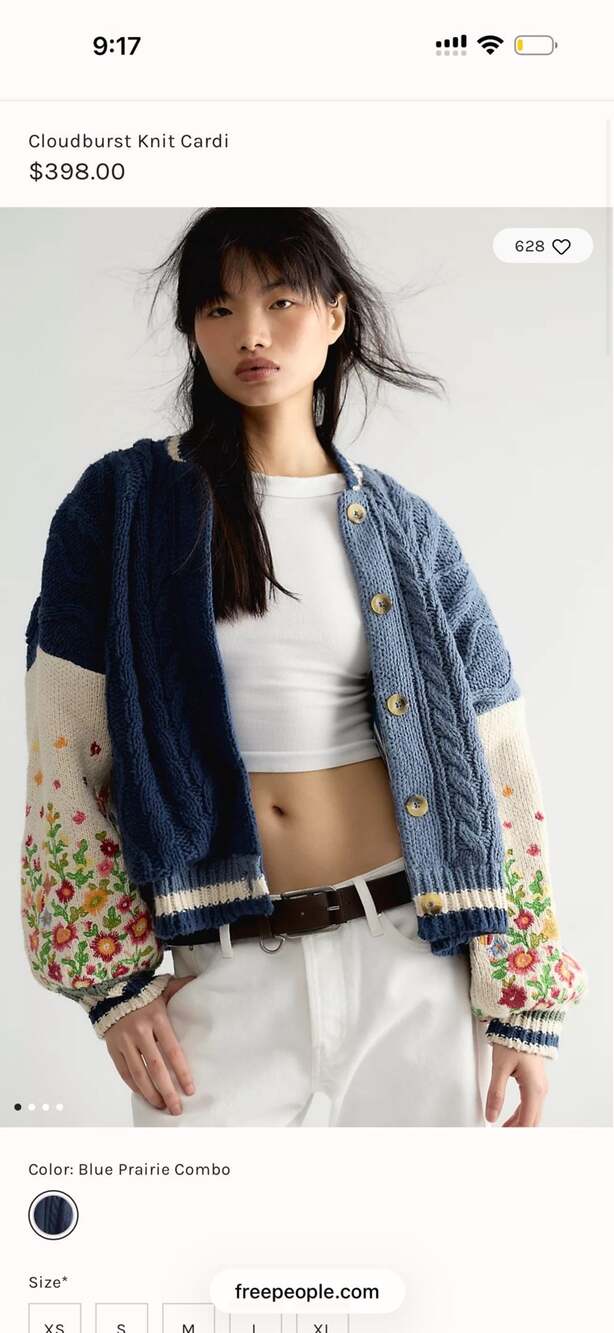Free People Cloudburst Knit Cardi size Large